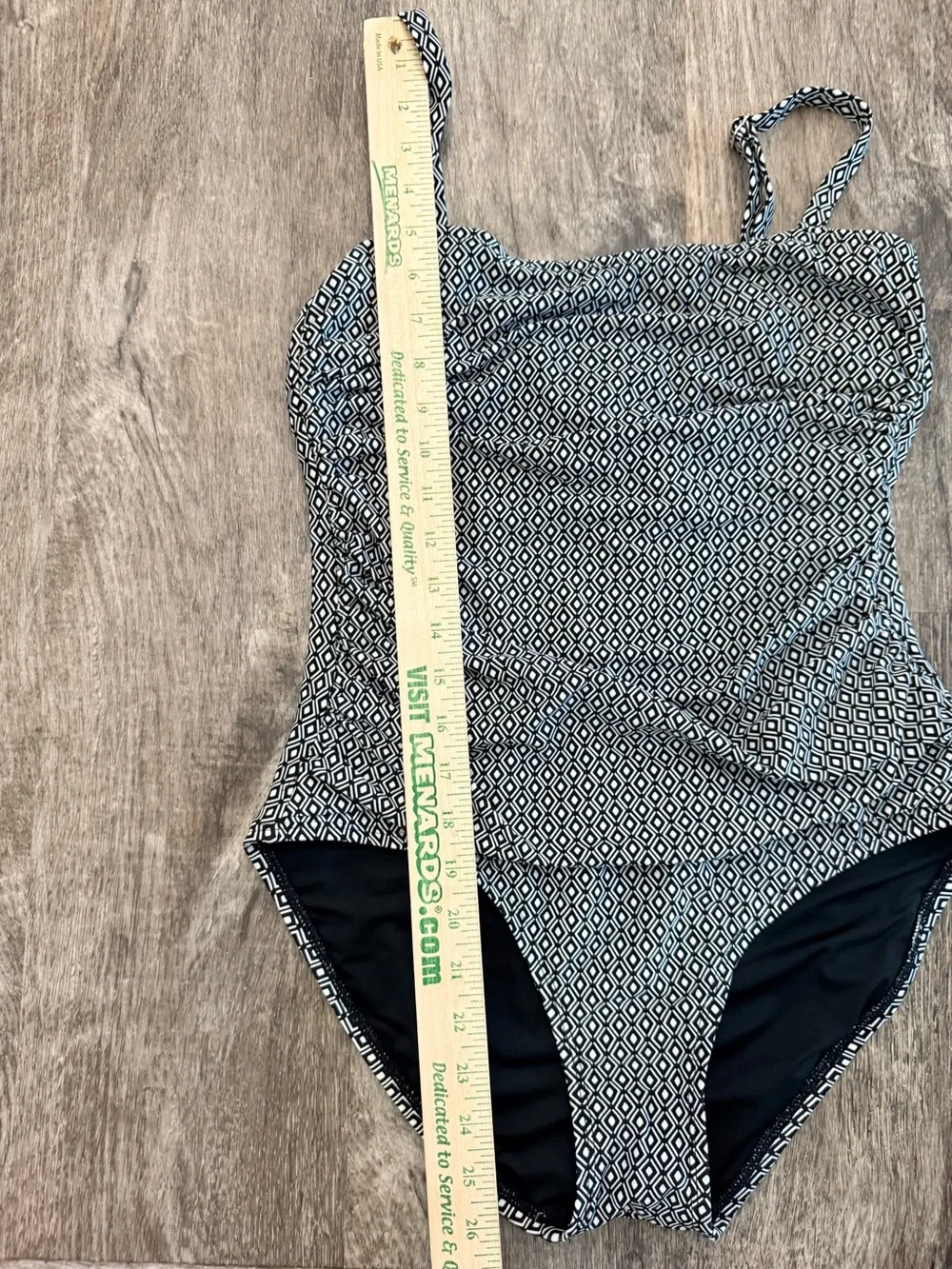 Dkny One Piece Bandeau Maillot Swimsuit L Black White Removable Straps Ruching - Picture 16 of 16
